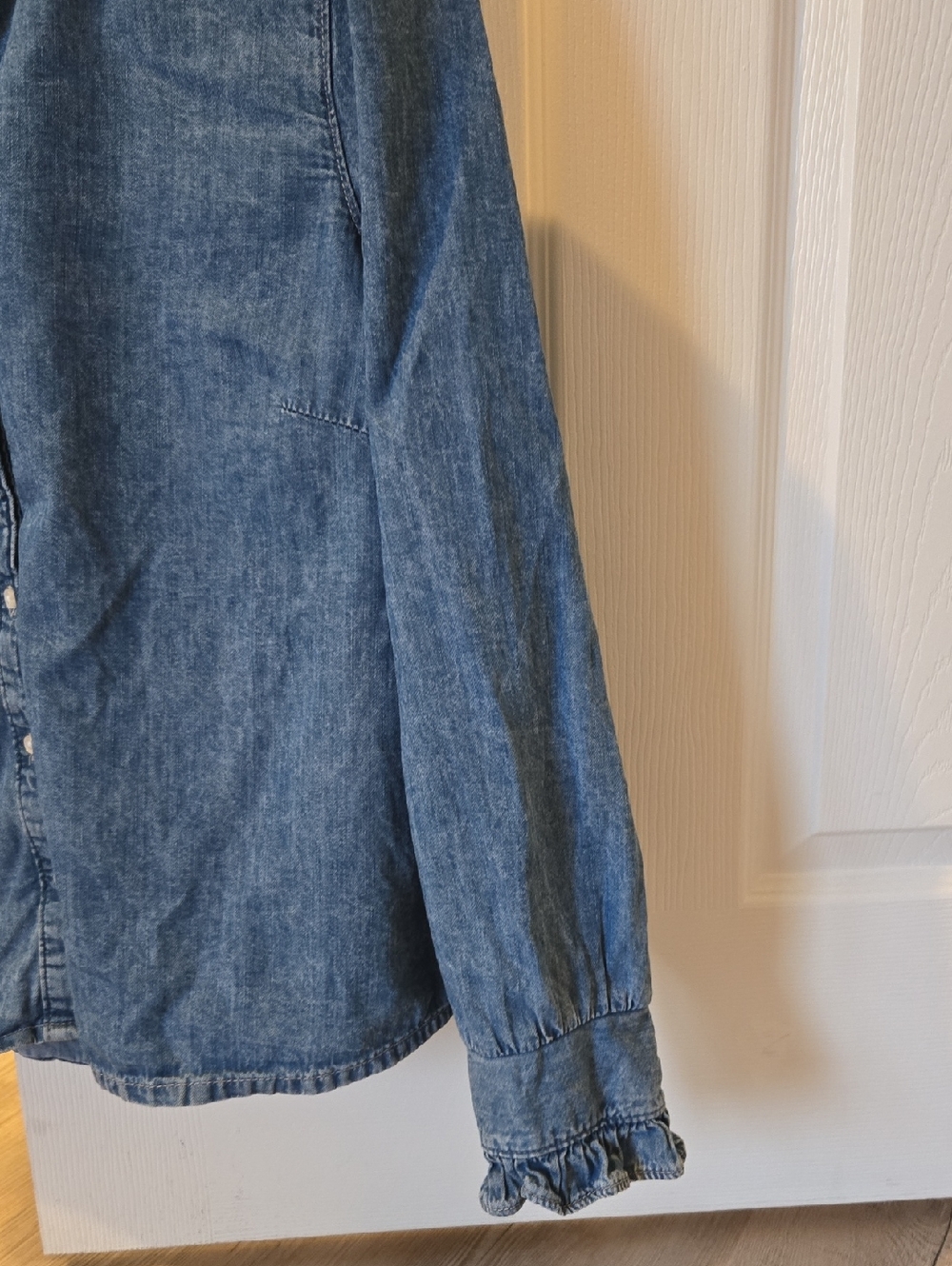 H&M Ruffle Trimmed Denim Blouse - Picture 9 of 10